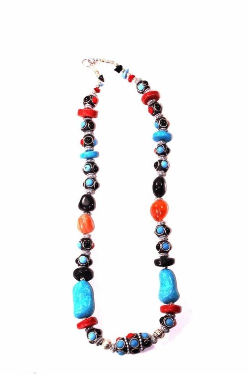 Eastern Flare Resin Beads & Charms Necklace - Salim Fashion