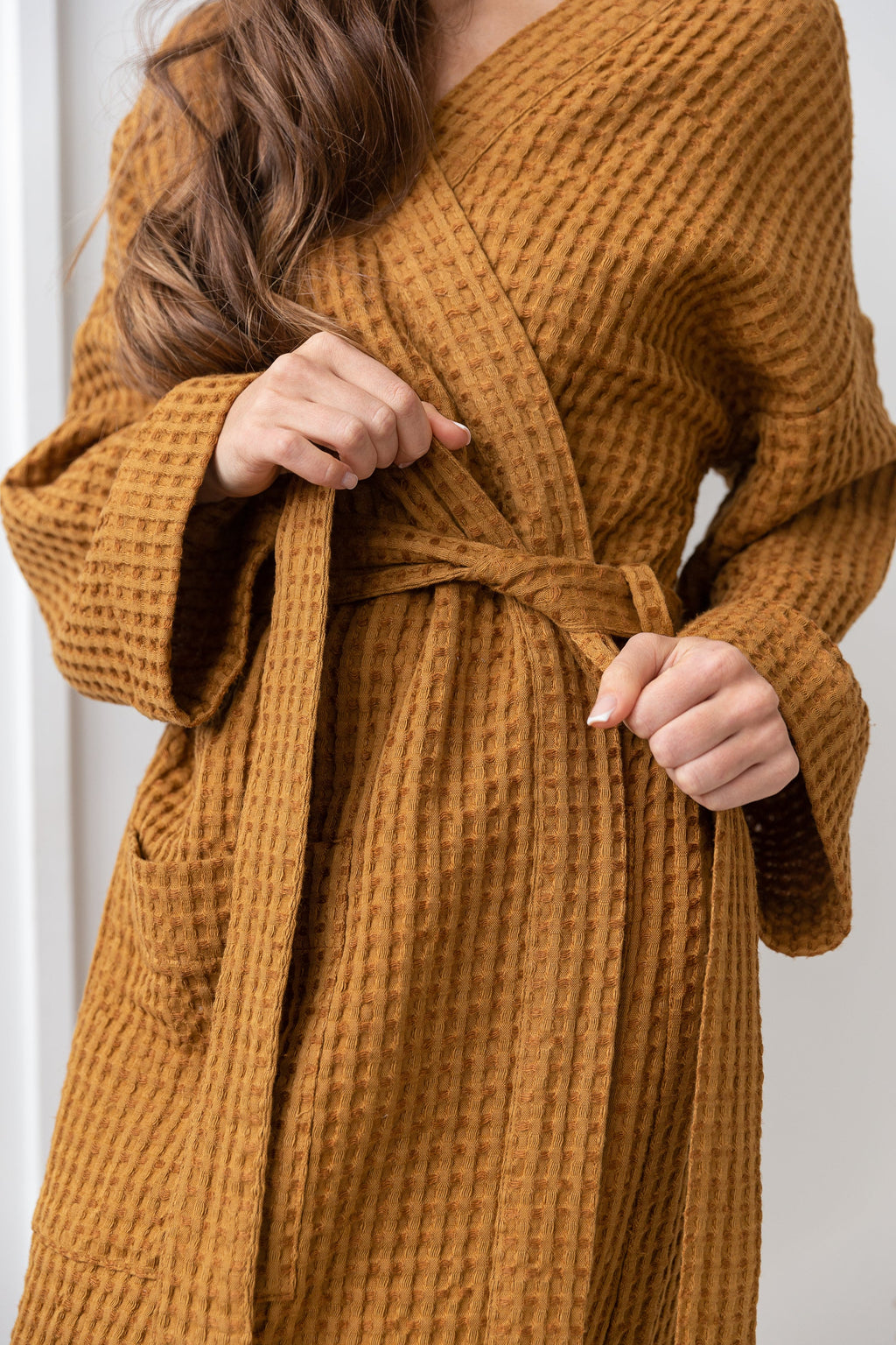 Set of linen waffle robes with towels - Salim Fashion