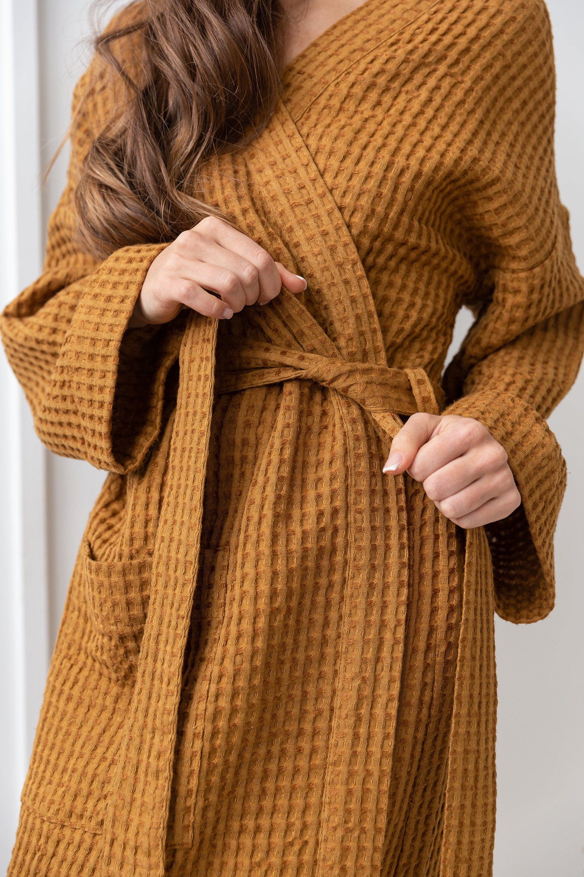 Set of linen waffle robes with towels - Salim Fashion