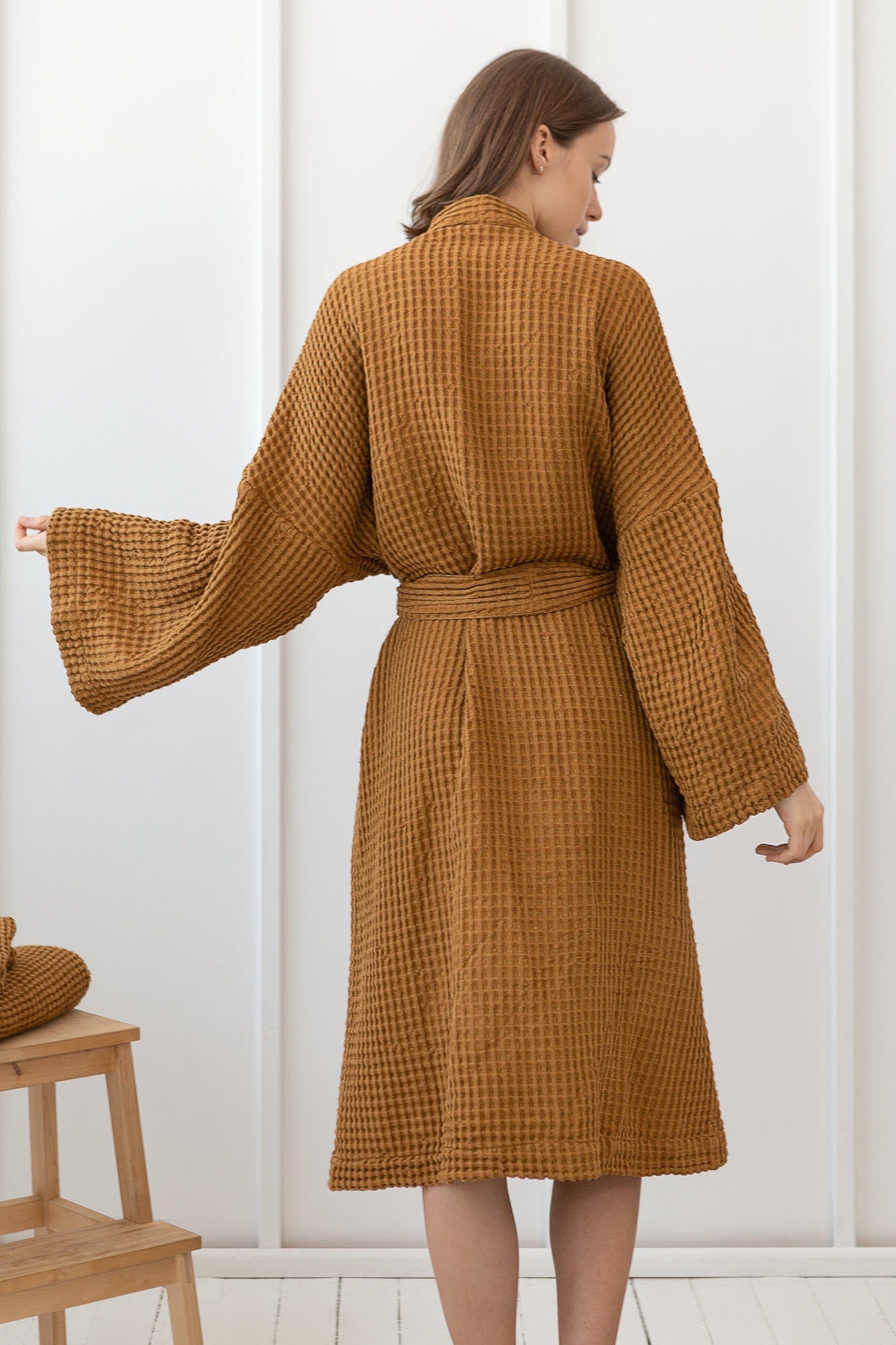 Set of linen waffle robes with towels - Salim Fashion