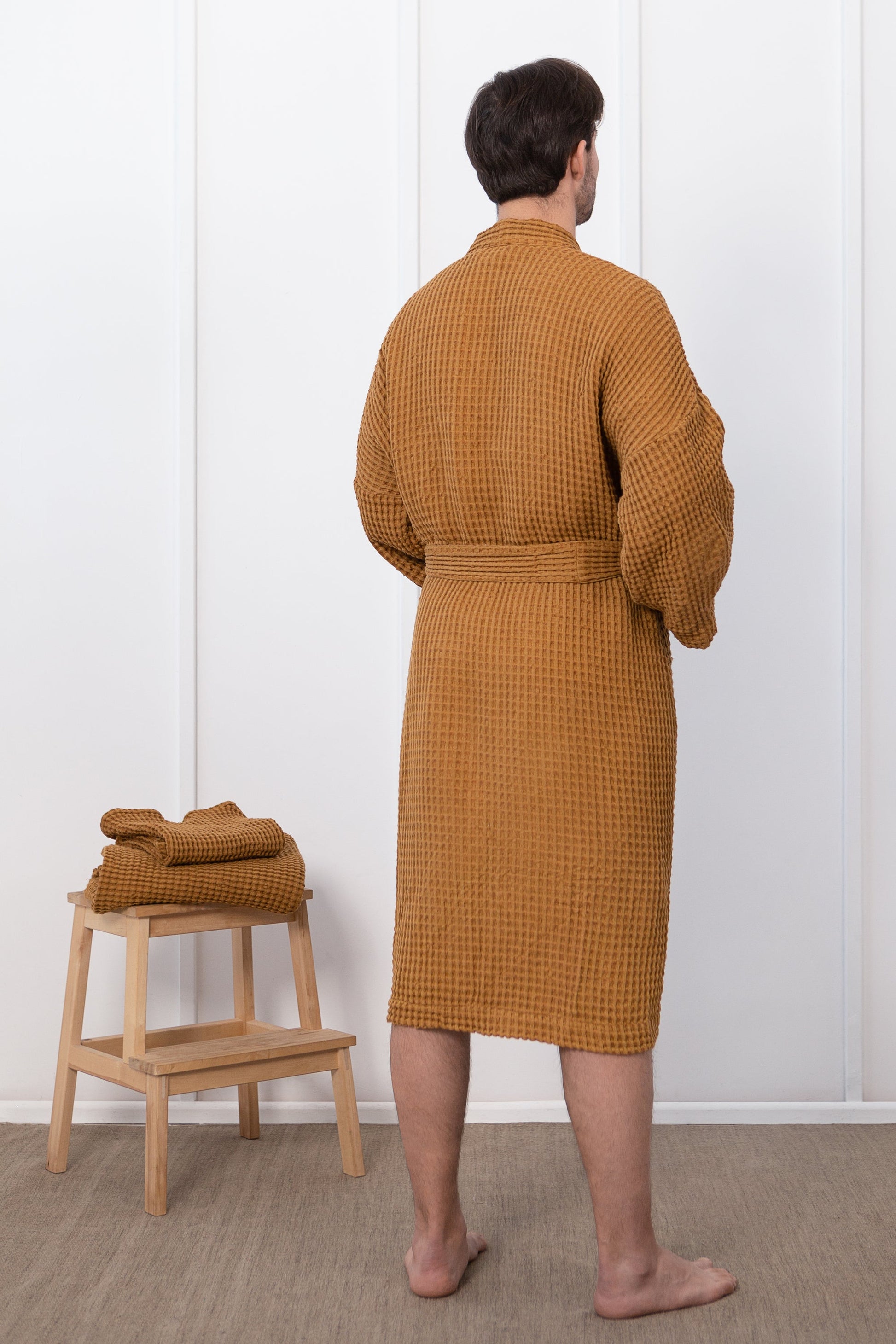 Set of linen waffle robes with towels - Salim Fashion