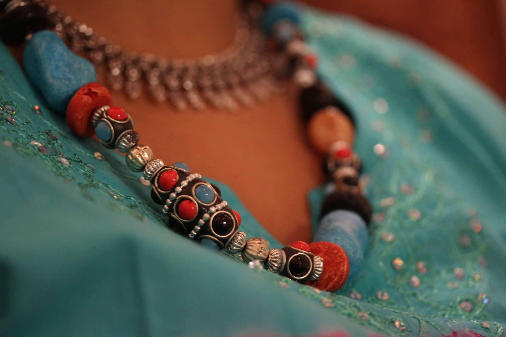 Eastern Flare Resin Beads & Charms Necklace - Salim Fashion