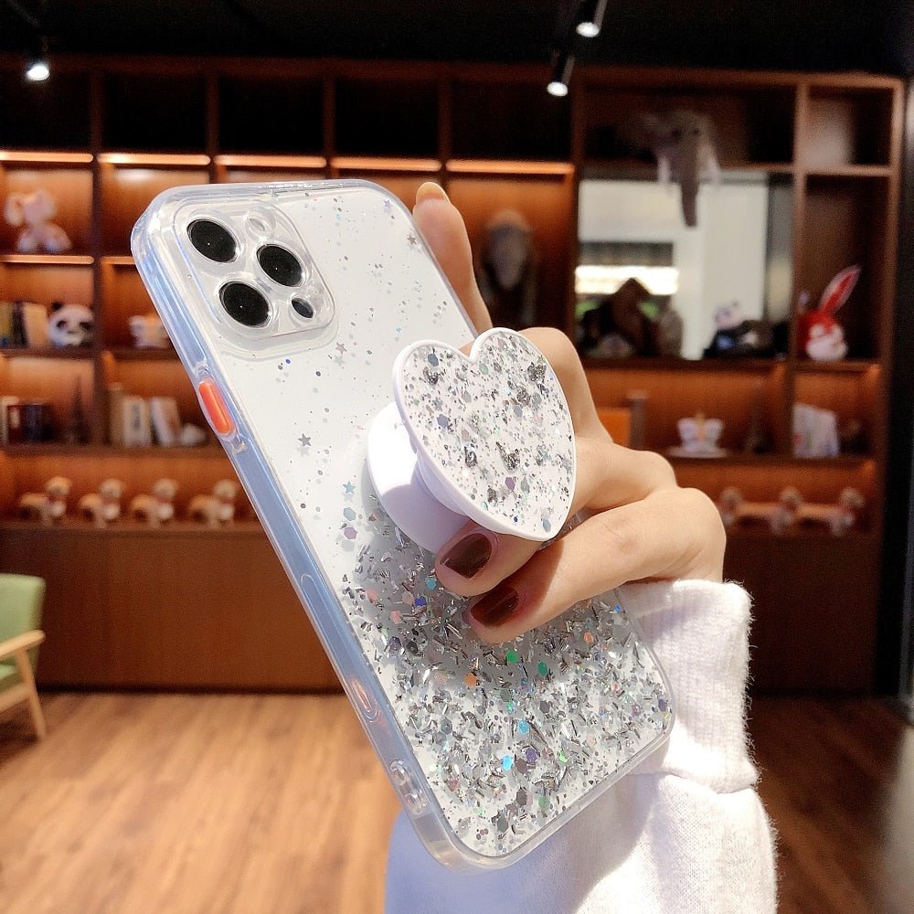 Buy 1 Get 1 Free Sequins Glitter Case with Love Stand for iPhone - Salim Fashion