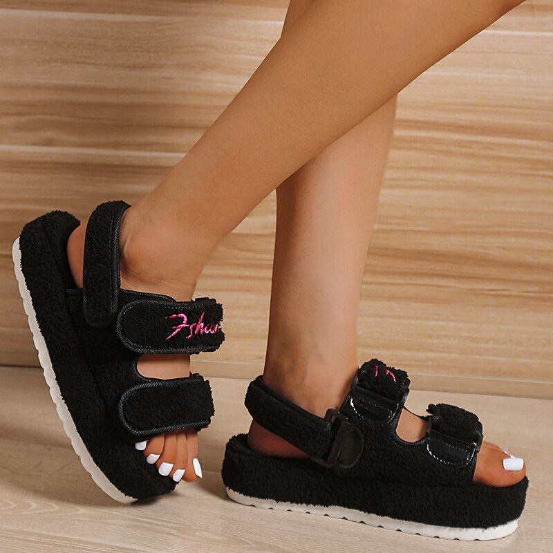 Casual Thick Bottom Women Sandals Black/Orange/Green/Blue - Salim Fashion