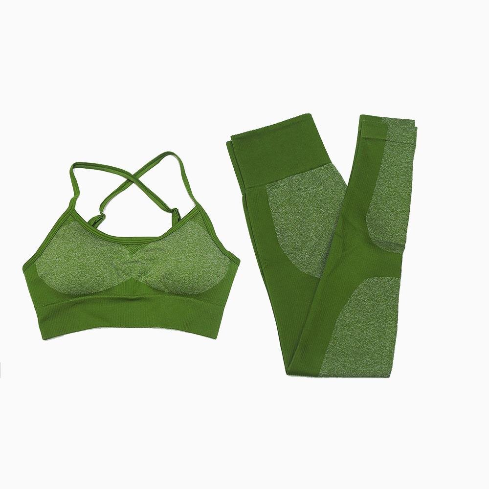 High Waist Athletic Seamless Yoga Leggings And Stretch Sports Bra - Salim Fashion