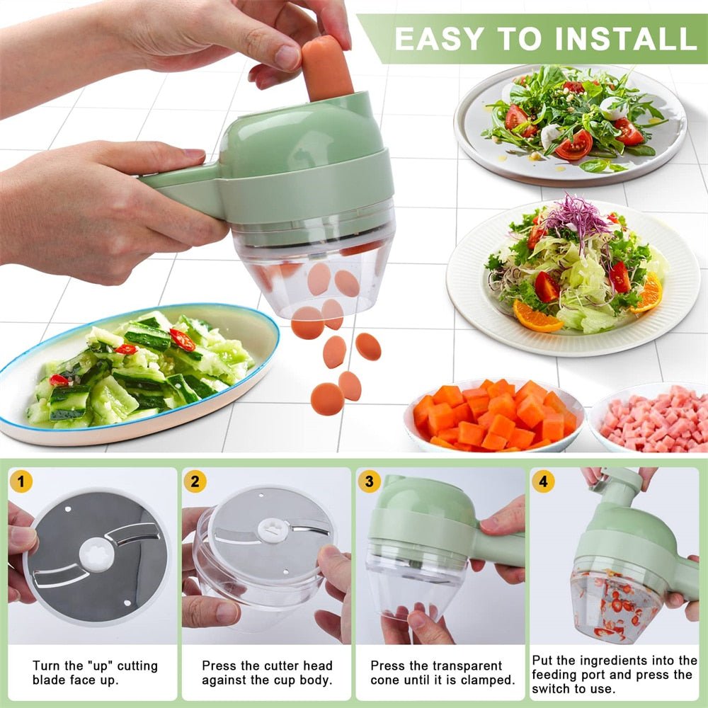 Portable Handheld 4 in 1 Electric Vegetable Slicer - Salim Fashion