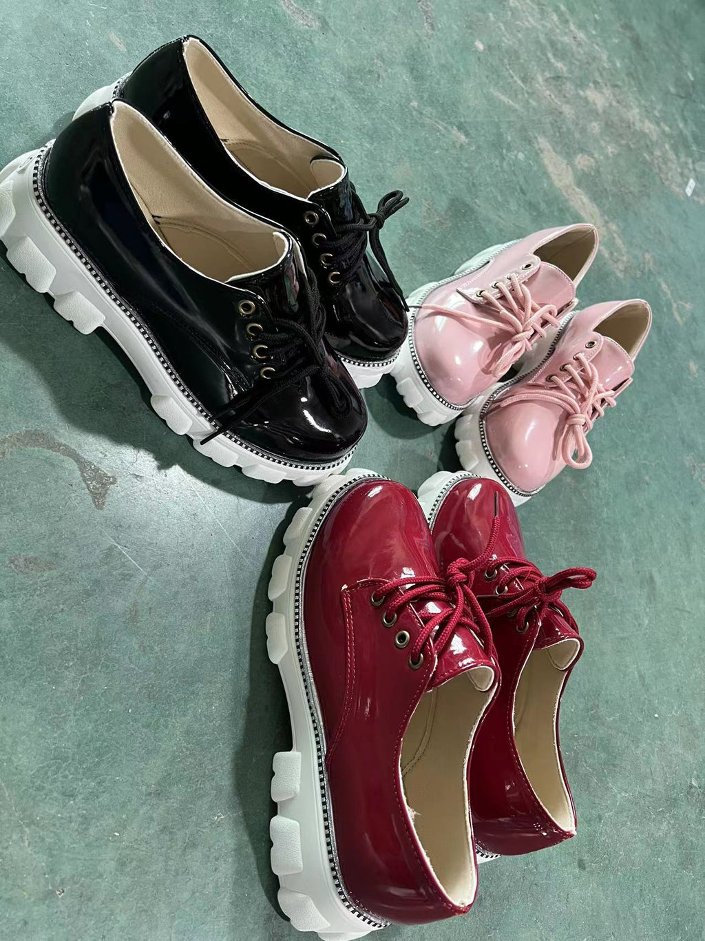 Thick Heel Flat Platform Oxford Women Shoes Pink/Red/Black - Salim Fashion