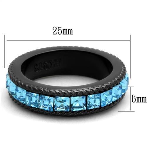 TK1867 - IP Black(Ion Plating) Stainless Steel Ring with Top Grade - Salim Fashion