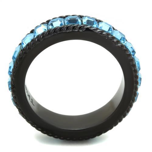 TK1867 - IP Black(Ion Plating) Stainless Steel Ring with Top Grade - Salim Fashion