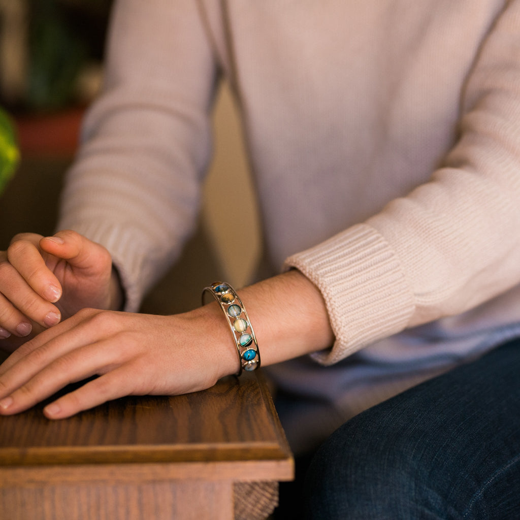 Solar System Silver Bangle Bracelet - Salim Fashion