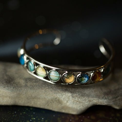 Solar System Silver Bangle Bracelet - Salim Fashion