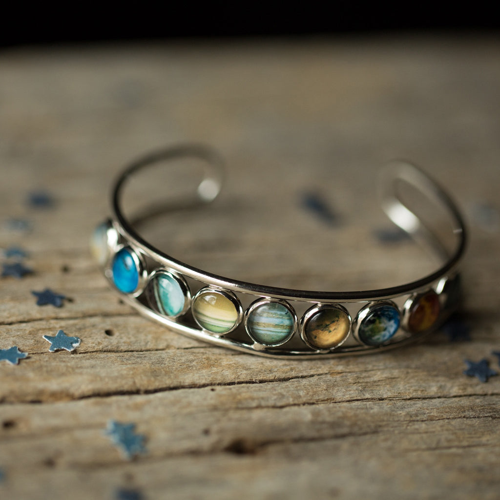 Solar System Silver Bangle Bracelet - Salim Fashion