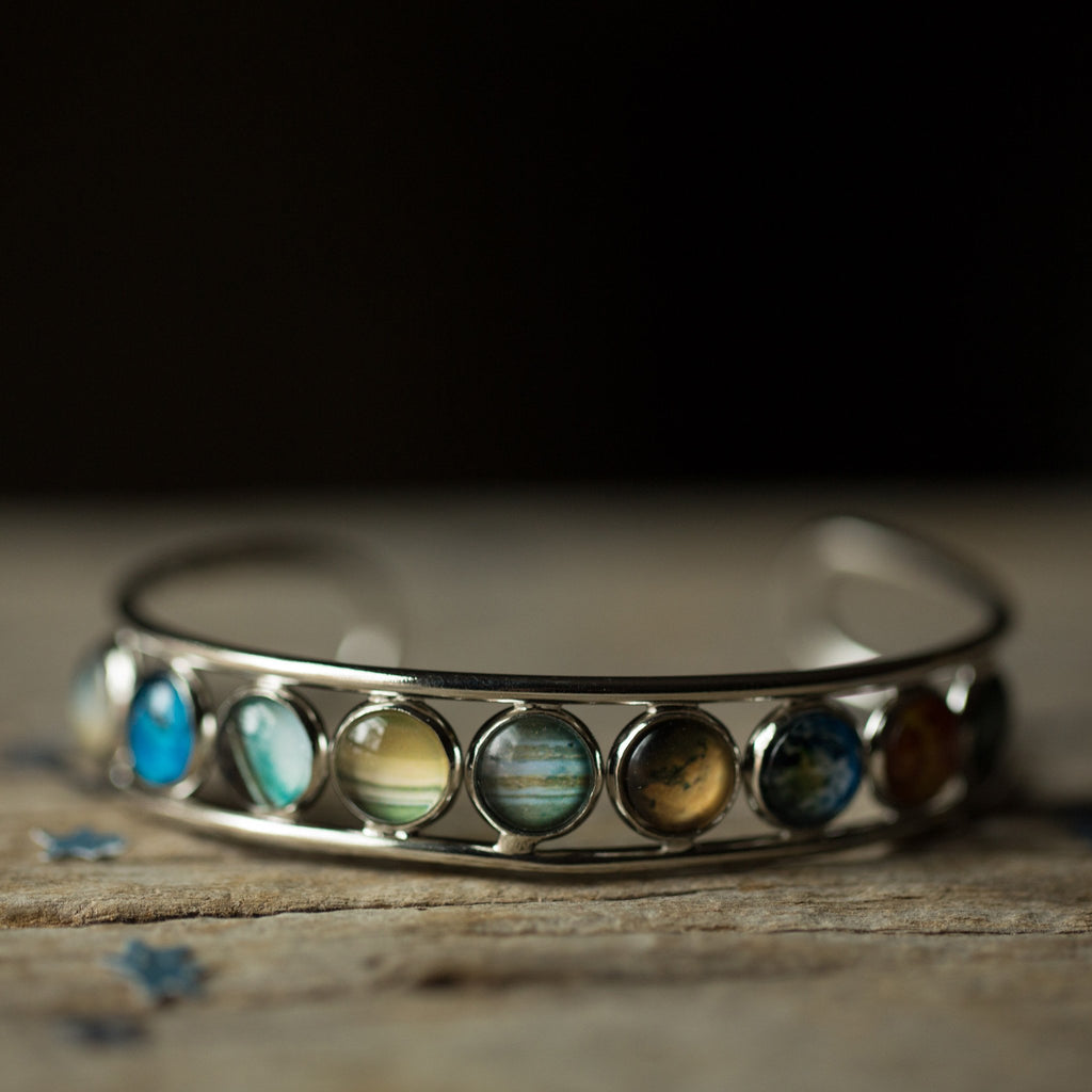Solar System Silver Bangle Bracelet - Salim Fashion