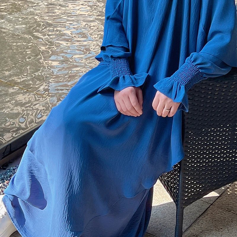 Plain Abaya Floral Cuff Islamic Clothing Ramadan Muslim Women Long Dress Hijab Robe Inner Dresses Dubai Turkey Modest Kaftan Eid