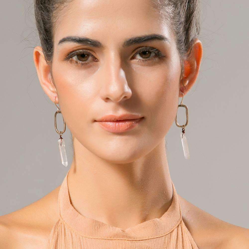 Antique Quartz Drop Earrings - Salim Fashion