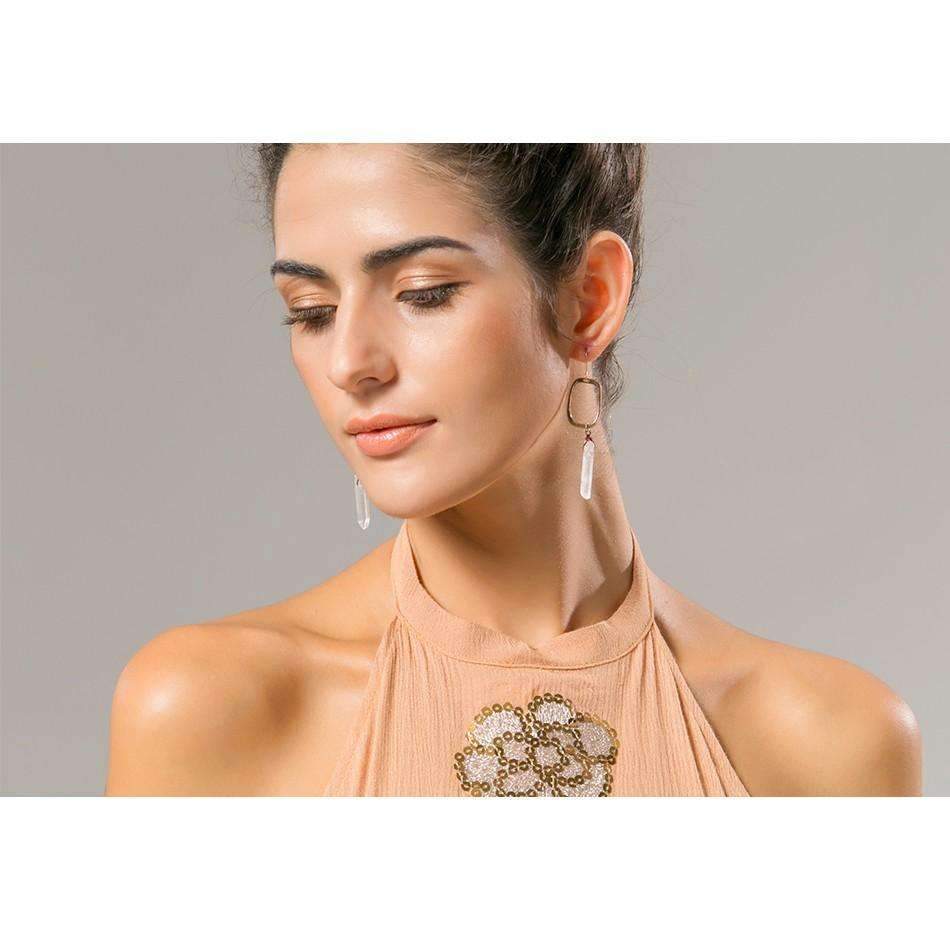 Antique Quartz Drop Earrings - Salim Fashion