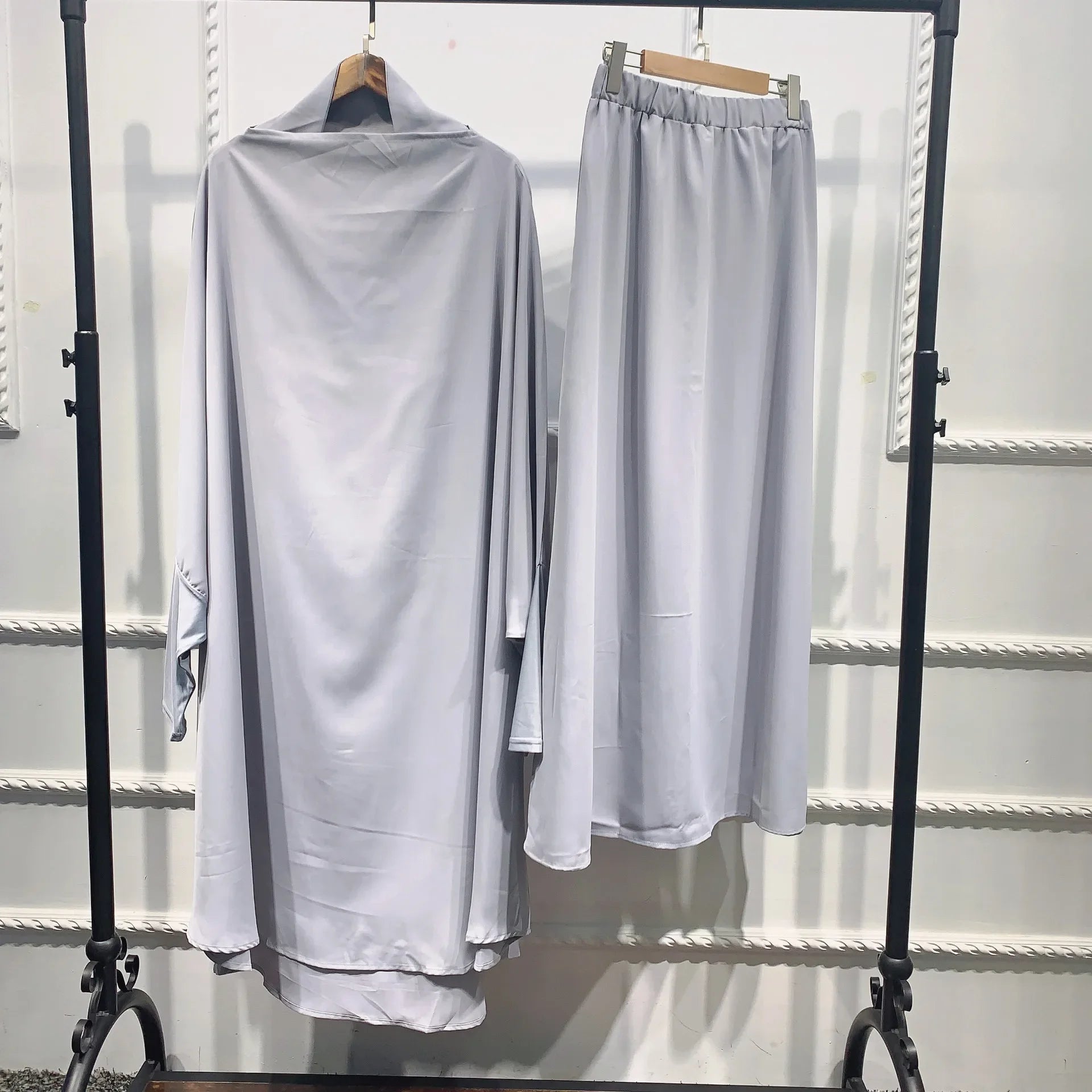 Eid Hooded Abaya Women 2 Piece Set Prayer Garment Tops Skirt Suit Islamic Clothing Ramadan Abayas Khimar Full Cover Kaftan Dress
