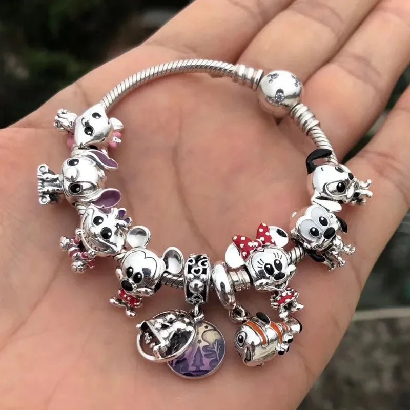 MINISO League Of Legends Mickey Mouse Minnie Plata Deley 925 Sterling Silver Charm Beads Fit Original Pandora Bracelet Jewelry
