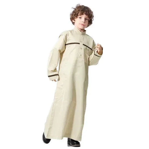 Muslim Arab Jubba Boys Robe Kids Abayas Kaftan Islamic Clothing Long Sleeve Thobe Middle East Teenage Clothing Ramadan Dress Eid
