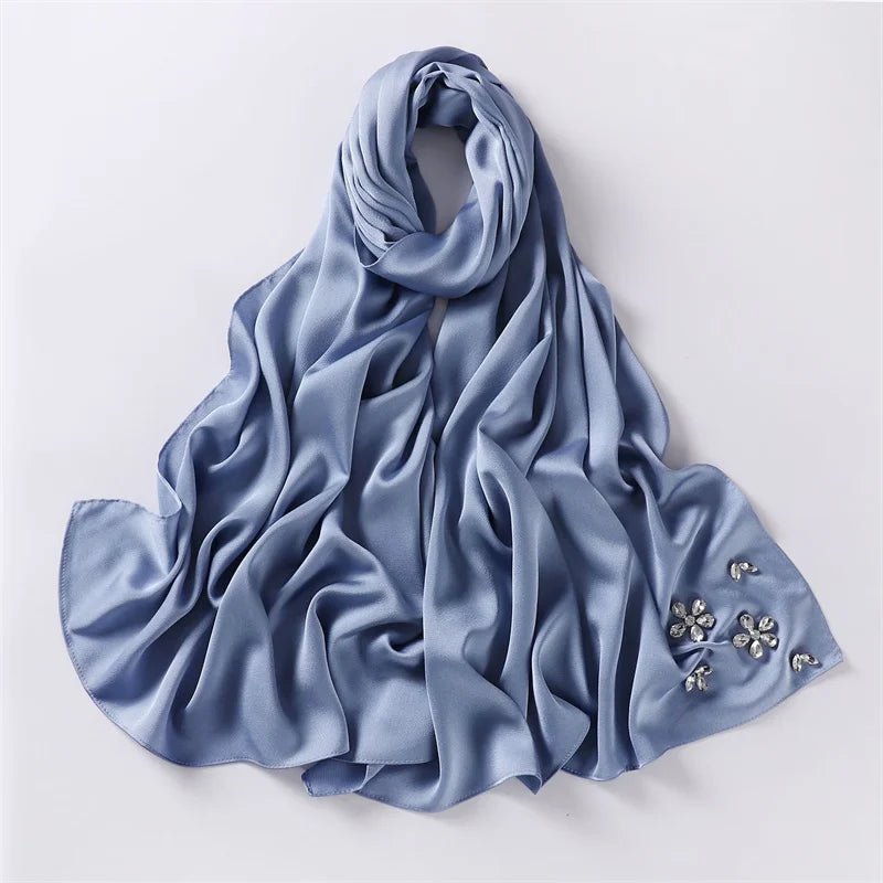 2023 Luxury Stitch Diamond Floral Bubble Chiffon Instant Hijab Shawls Lady High Quality Wrap Beach Bufandas Ramadan Muslim Sjaal