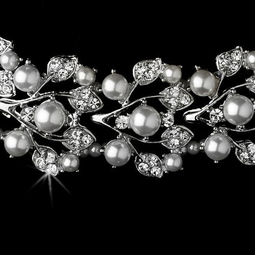 Bridal Wedding Crystal Pearl Fashion Necklace Earrings Jewelry Set - Salim Fashion