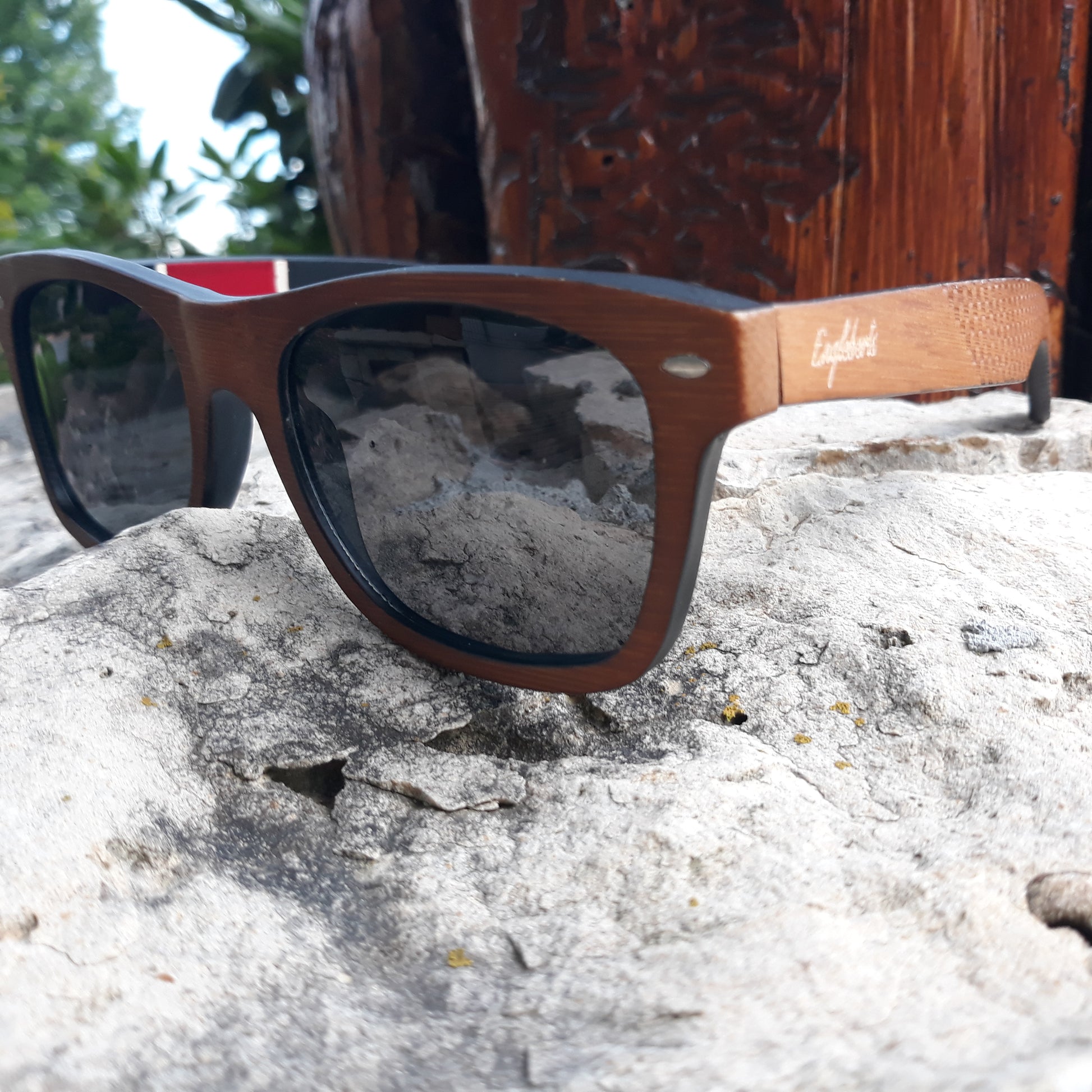 Red Stripe Two Tone Sunglasses Engraved and Polarized With Case - Salim Fashion