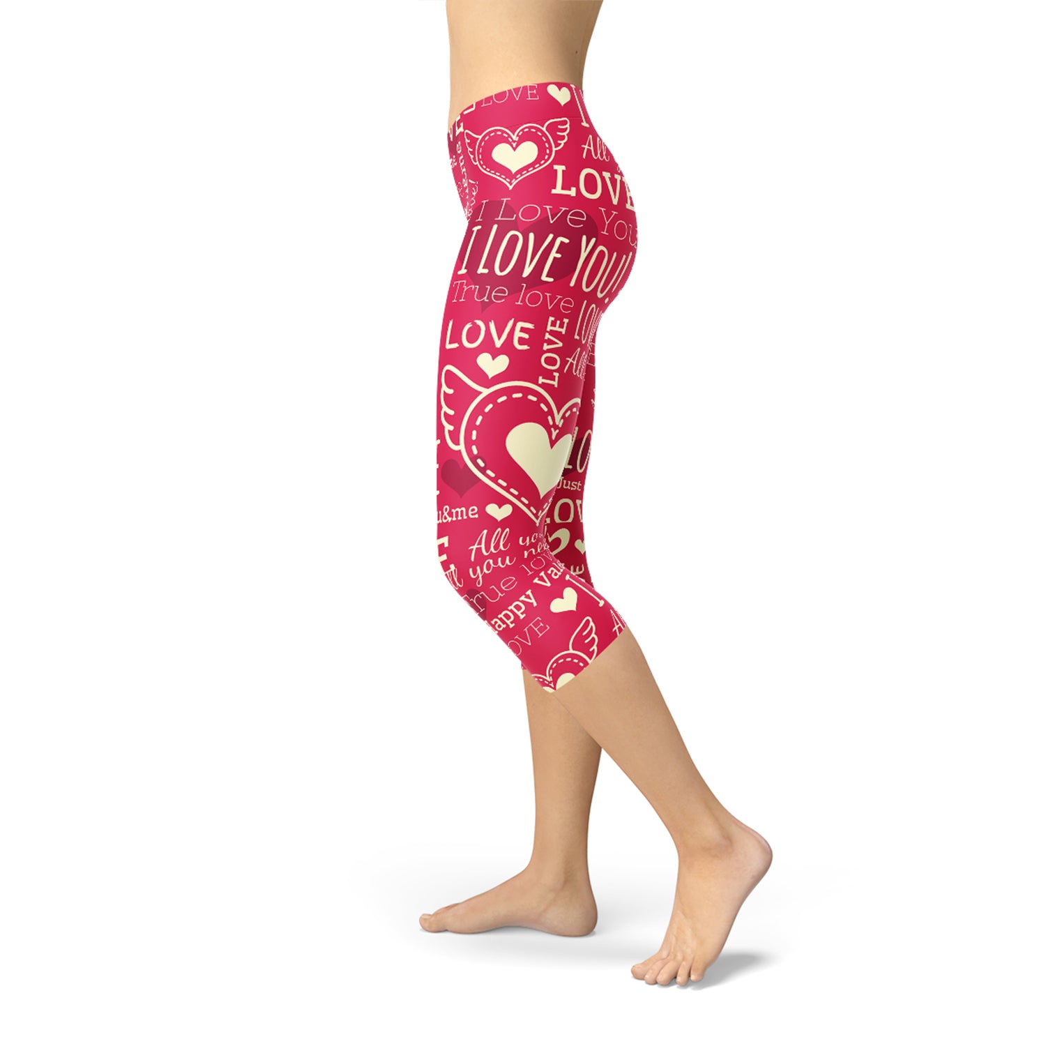 Love Hearts Red Capri Leggings - Salim Fashion