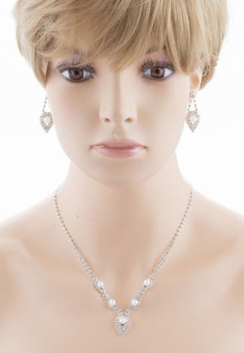 Bridal Wedding Crystal Rhinestone Pearl Fashion Jewelry Set - Salim Fashion