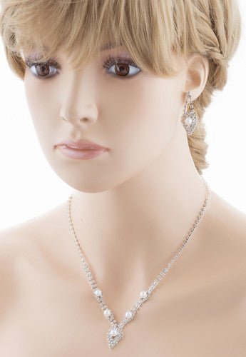Bridal Wedding Crystal Rhinestone Pearl Fashion Jewelry Set - Salim Fashion