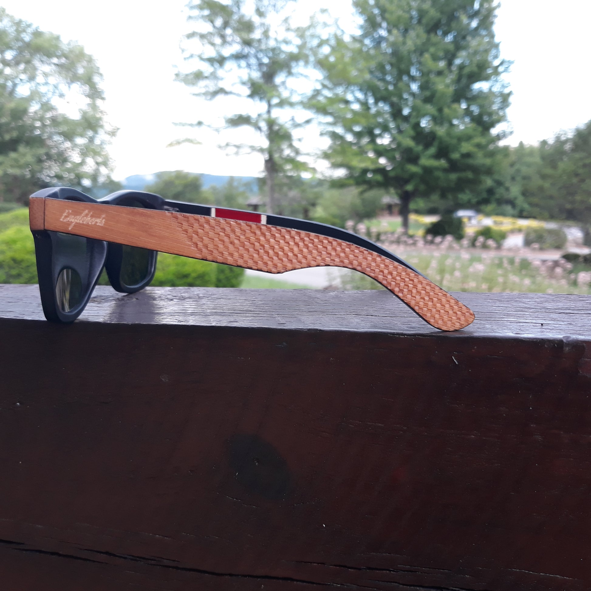 Red Stripe Two Tone Sunglasses Engraved and Polarized With Case - Salim Fashion