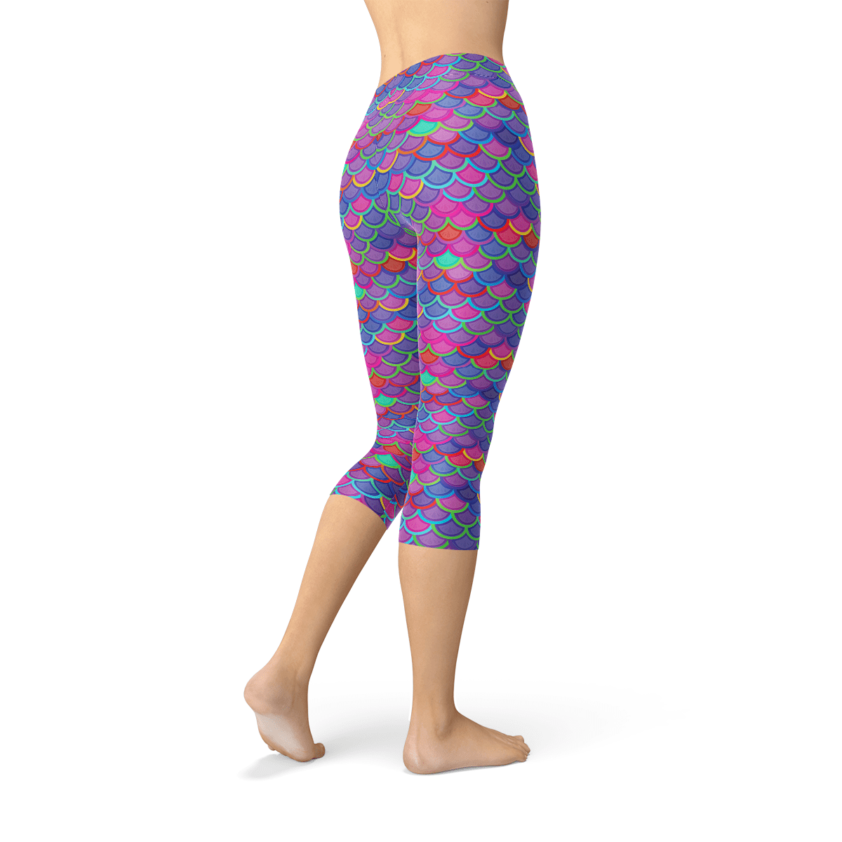 Womens Purple Pink Mermaid Capri Leggings - Salim Fashion