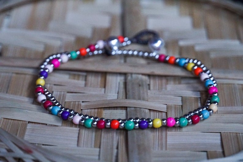Fancy Dual Band Boho Silver Anklet - Salim Fashion