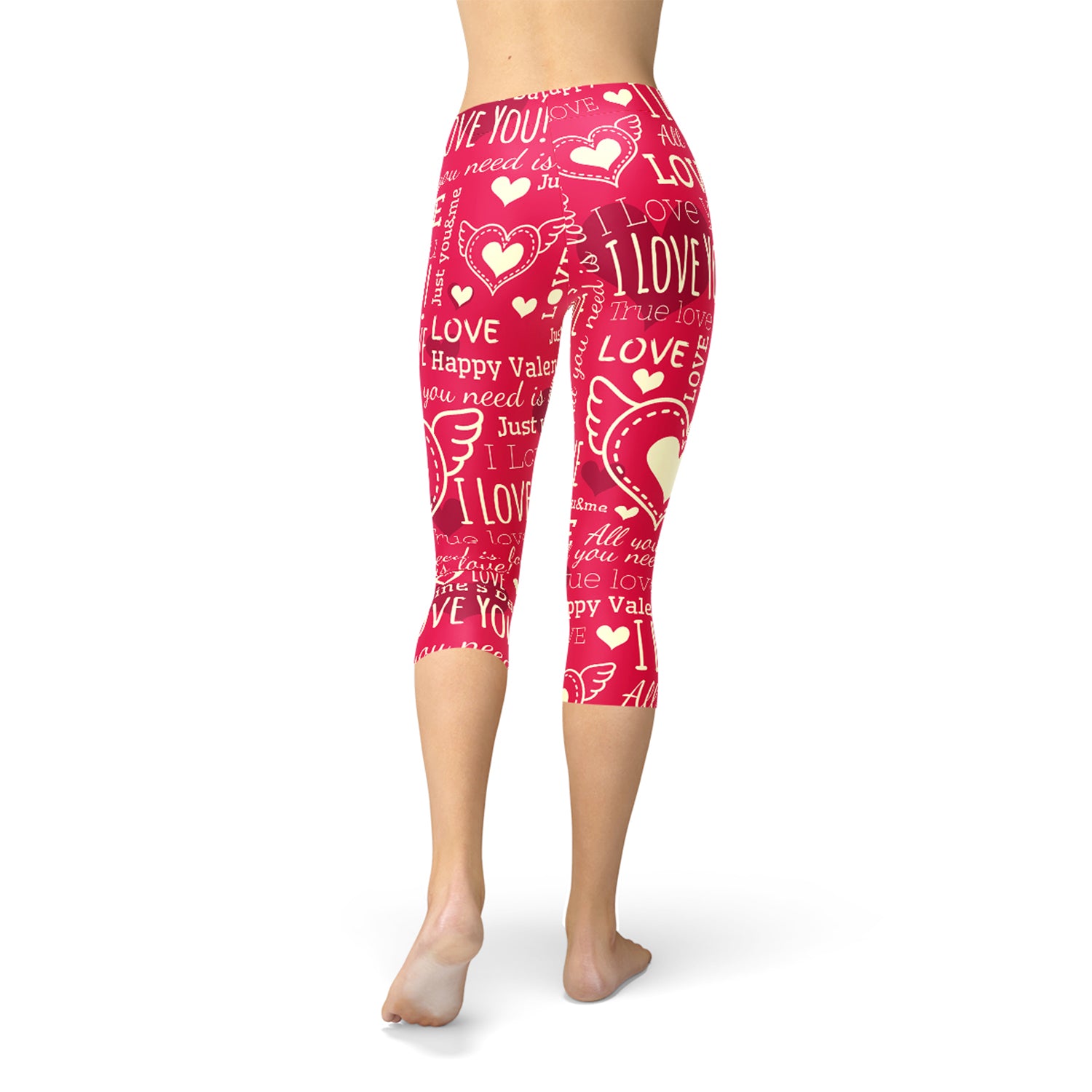 Love Hearts Red Capri Leggings - Salim Fashion
