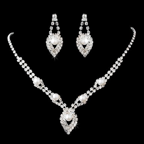 Bridal Wedding Crystal Rhinestone Pearl Fashion Jewelry Set - Salim Fashion