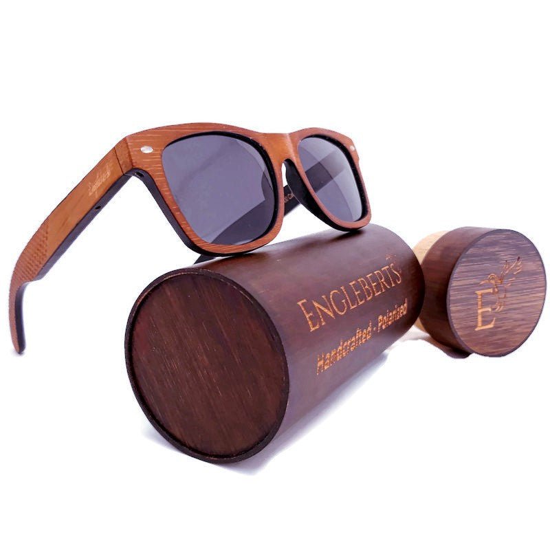 Red Stripe Two Tone Sunglasses Engraved and Polarized With Case - Salim Fashion