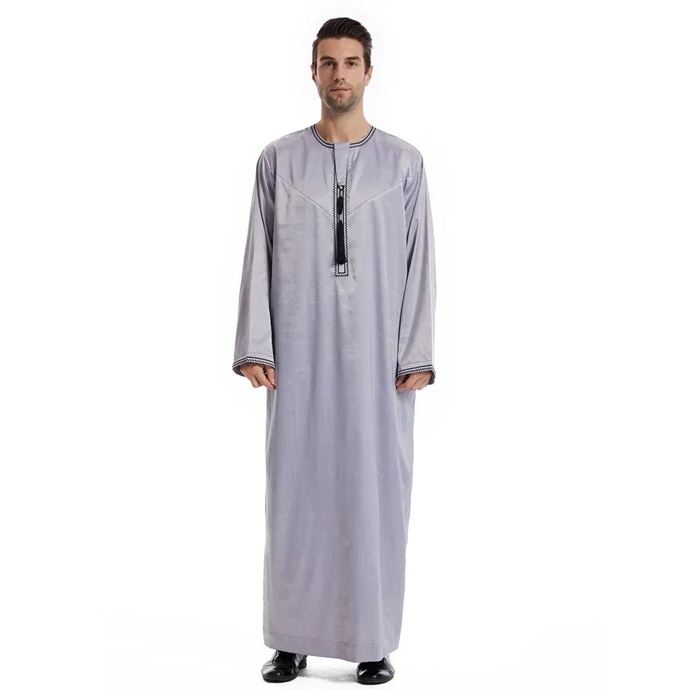 New Islamic Muslim Men Clothing Loose Jubba Thobe Abaya Front Zipper Musulmane Homme Caftan Maxi Robes Pakistan Arabia Dress