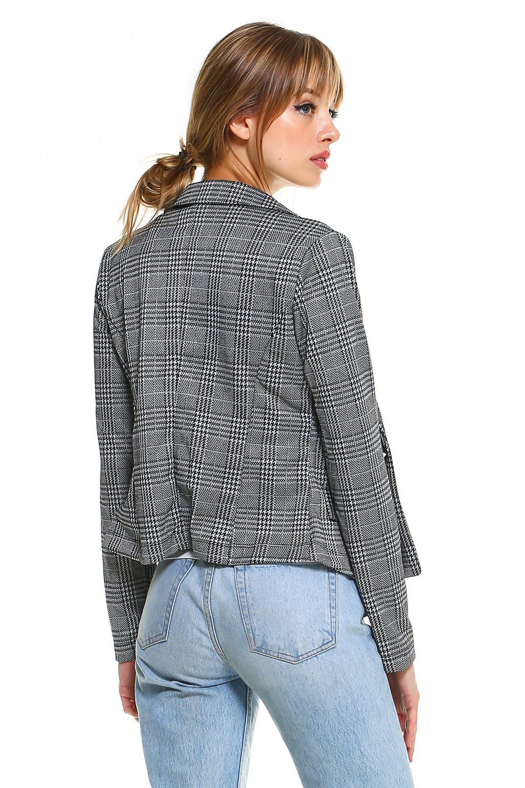 Classic Plaid Fitted Blazer - Salim Fashion