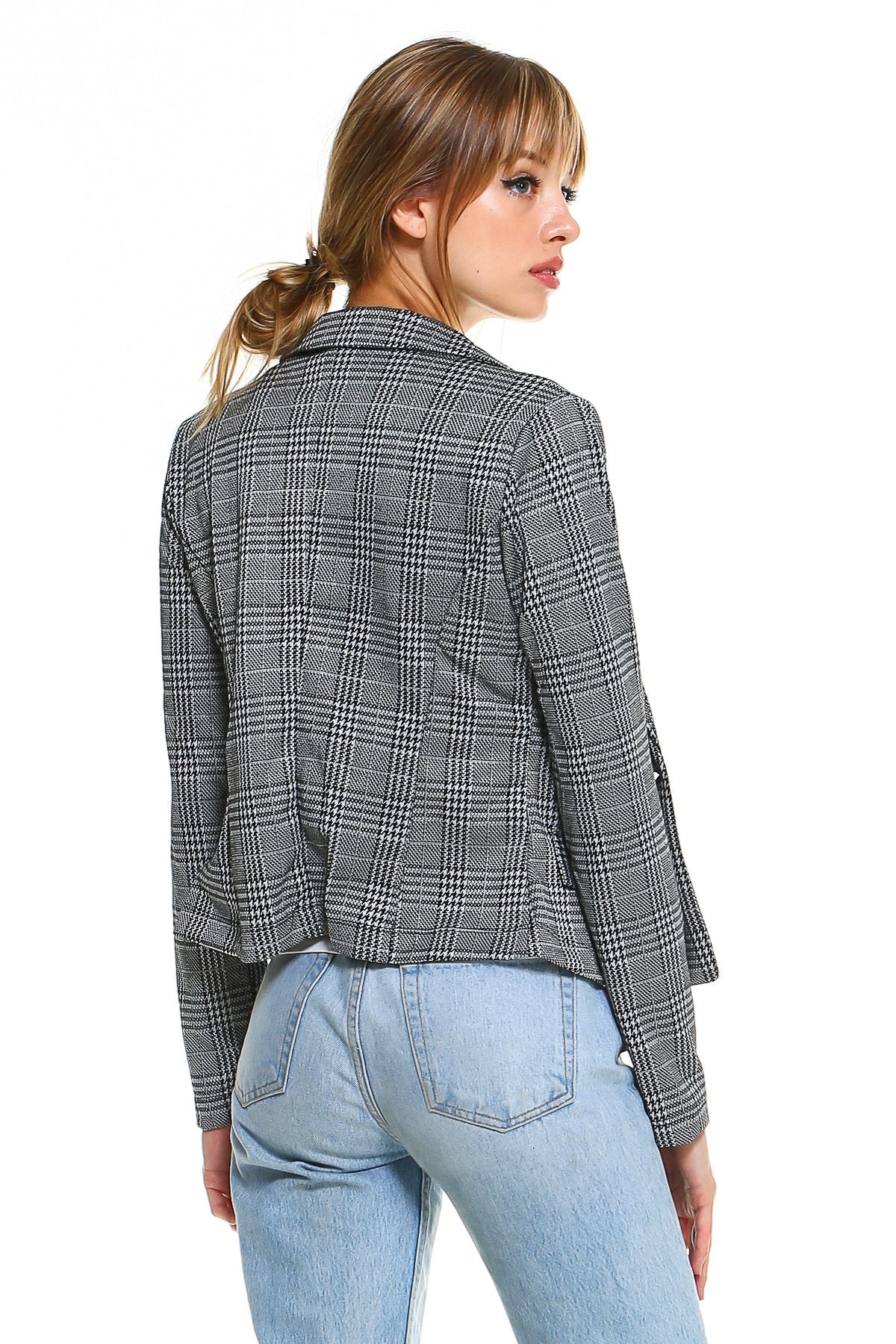 Classic Plaid Fitted Blazer - Salim Fashion