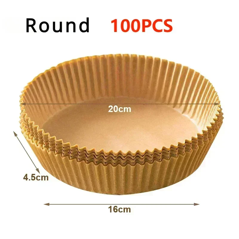 50/100Pcs Air Fryer Disposable Paper Non-Stick Airfryer Baking Papers Round Air-Fryer Paper Liners Paper Kitchen Accessories