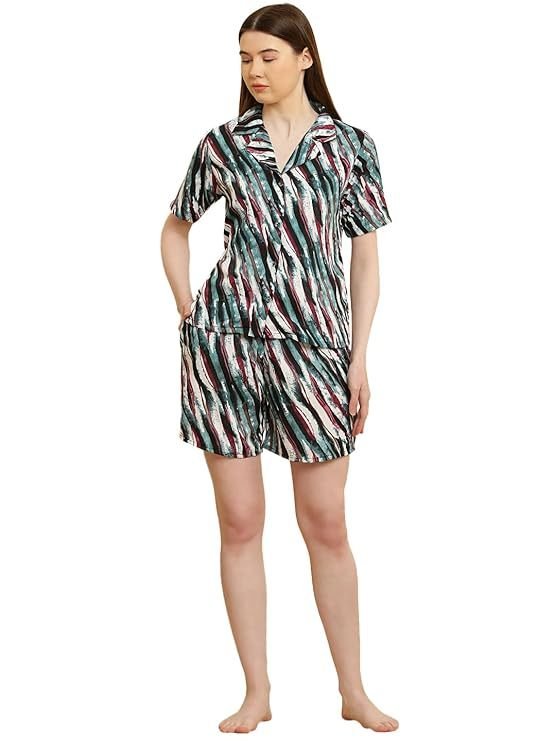 Women Night Suit Set Blue Printed (Size-3XL) (Color-MULTICOLOR) - Salim Fashion