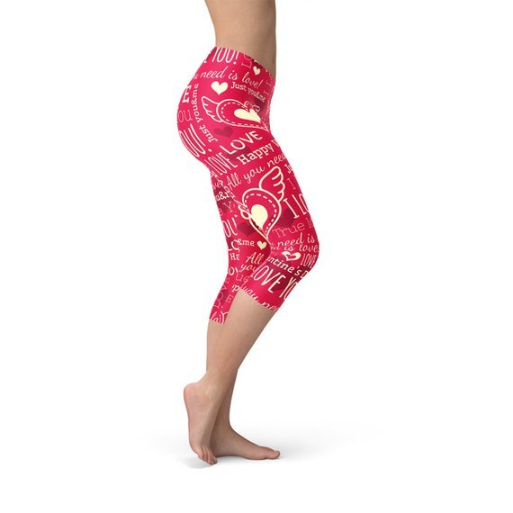 Love Hearts Red Capri Leggings - Salim Fashion