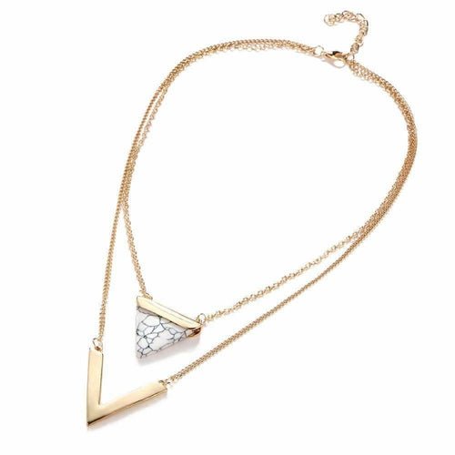 Marble Chevron Double Layer Necklace - Salim Fashion