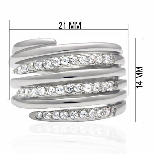 LO2075 - Rhodium Brass Ring with AAA Grade CZ  in Clear - Salim Fashion