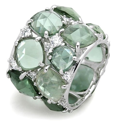 LOS764 - Rhodium 925 Sterling Silver Ring with Synthetic Synthetic - Salim Fashion