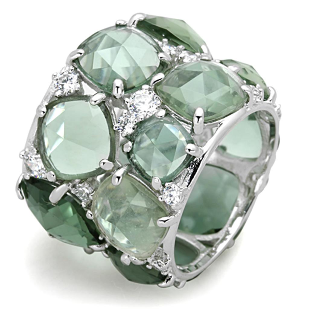 LOS764 - Rhodium 925 Sterling Silver Ring with Synthetic Synthetic - Salim Fashion