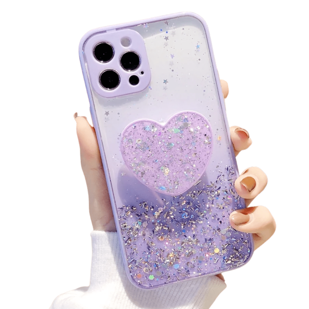 Buy 1 Get 1 Free Sequins Glitter Case with Love Stand for iPhone - Salim Fashion