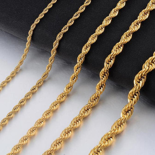 14K Yellow Gold Solid Brass Classic Korean Chain - Salim Fashion