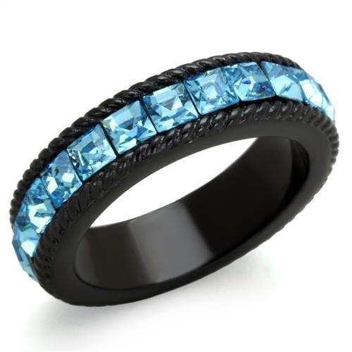 TK1867 - IP Black(Ion Plating) Stainless Steel Ring with Top Grade - Salim Fashion