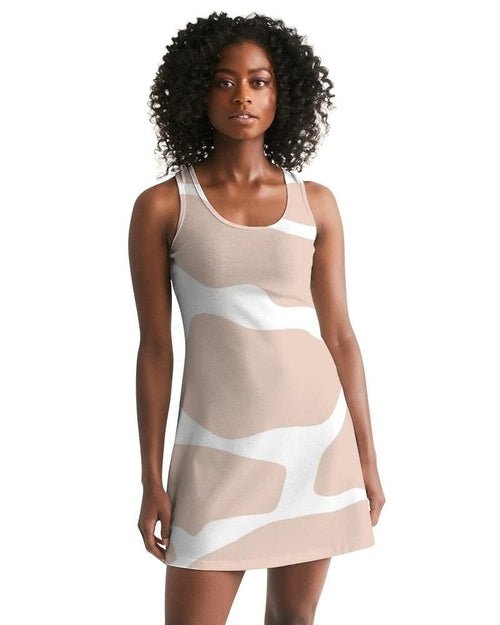 Womens Dress - Peach and White Harmony Style Racerback Dress - Salim Fashion