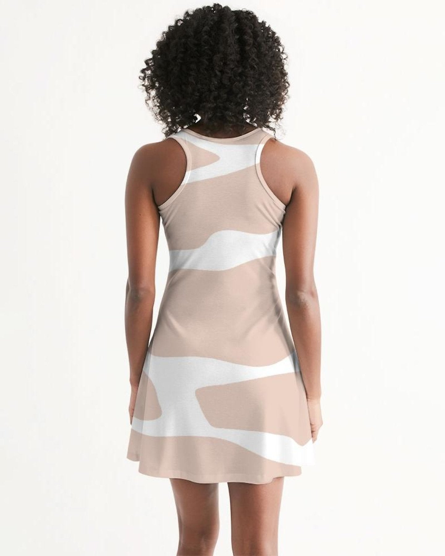 Womens Dress - Peach and White Harmony Style Racerback Dress - Salim Fashion